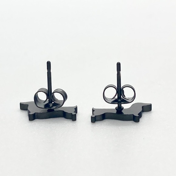 Black Tone Dachshund Weenie Dog Earring Pair - Picture 6 of 8